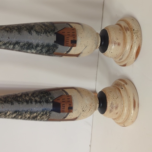 Folk Art Vintage wooden candlesticks - Picture 8 of 9